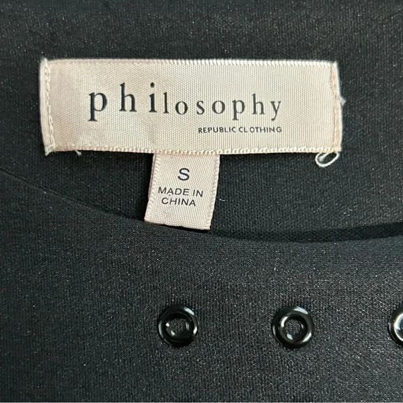 Philosophy Women’s Small Black Grommet Fit & Flare Scuba‎ Dress Cocktail Stretch - Picture 15 of 16